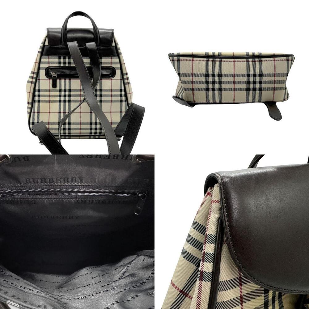 Burberry Leather Beige Brown Backpack Canvas - Picture 3 of 4